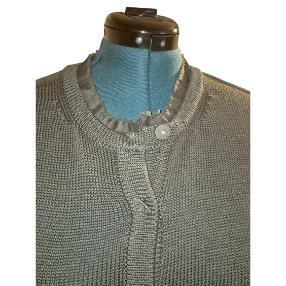 Boden Women’s Size 8 Green Ruffle Trim Cotton Snap Cardigan Sweater Coquette - Picture 3 of 6